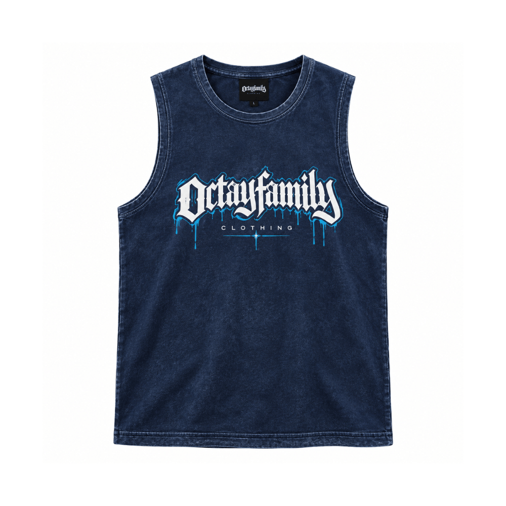 Polera Sin Mangas Azul Acid Wash OctayFamily